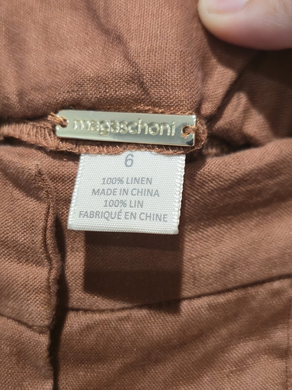 Magaschoni 100% Linen Cargo Midi Skirt Size 6 Rust Brown Utility Maxi Skirt - Picture 2 of 13